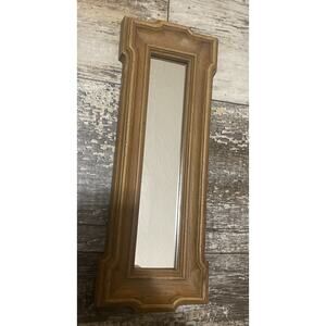 Vintage 70s 80s Wall Hanging Decorative Mirror Rectangular Faux Wood Grain Homco